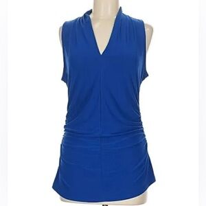 Sleeveless Blue V-Neck Top